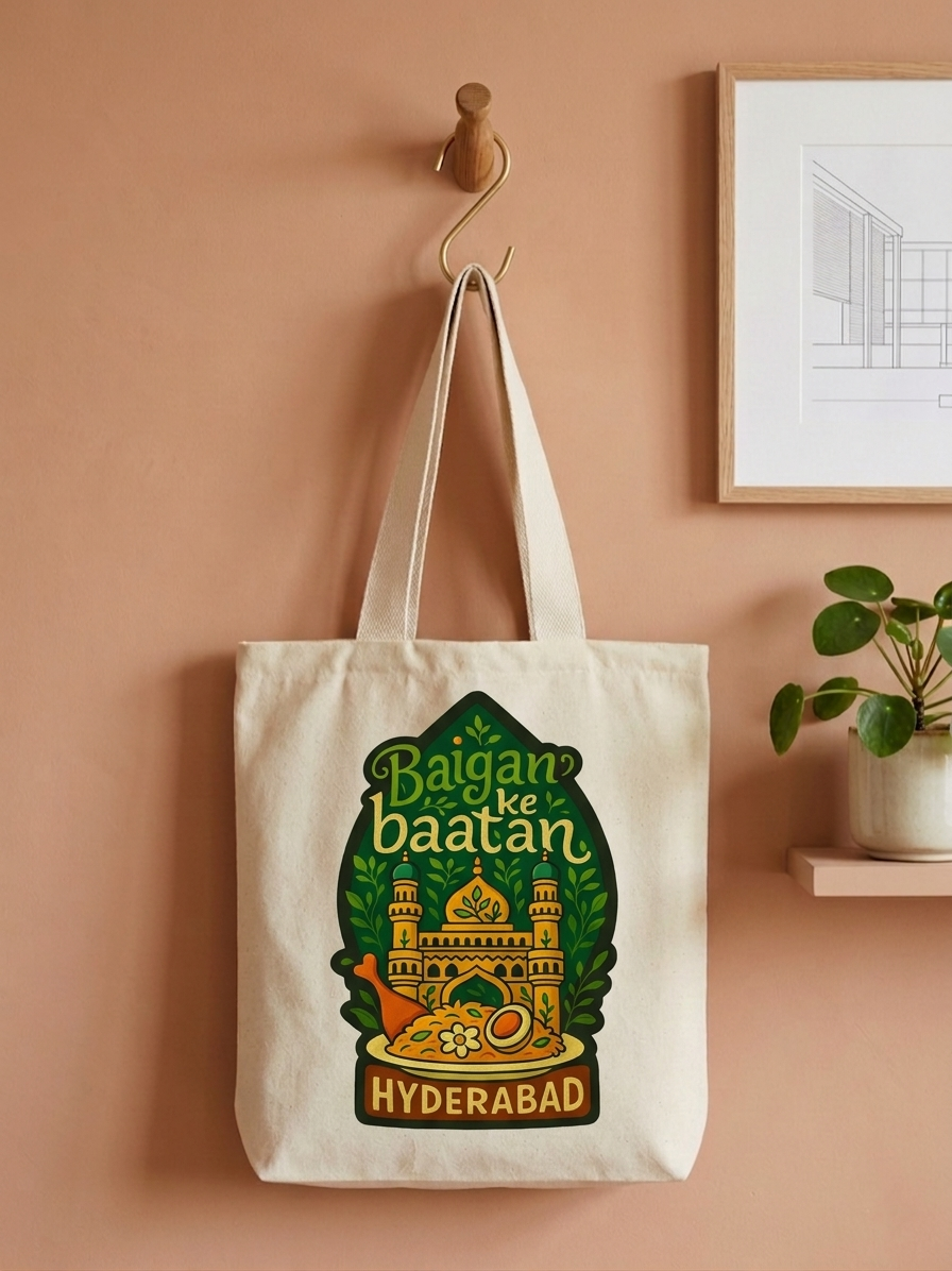 Baigan Ke Baatan Hyderabad Premium Canvas Tote Bag