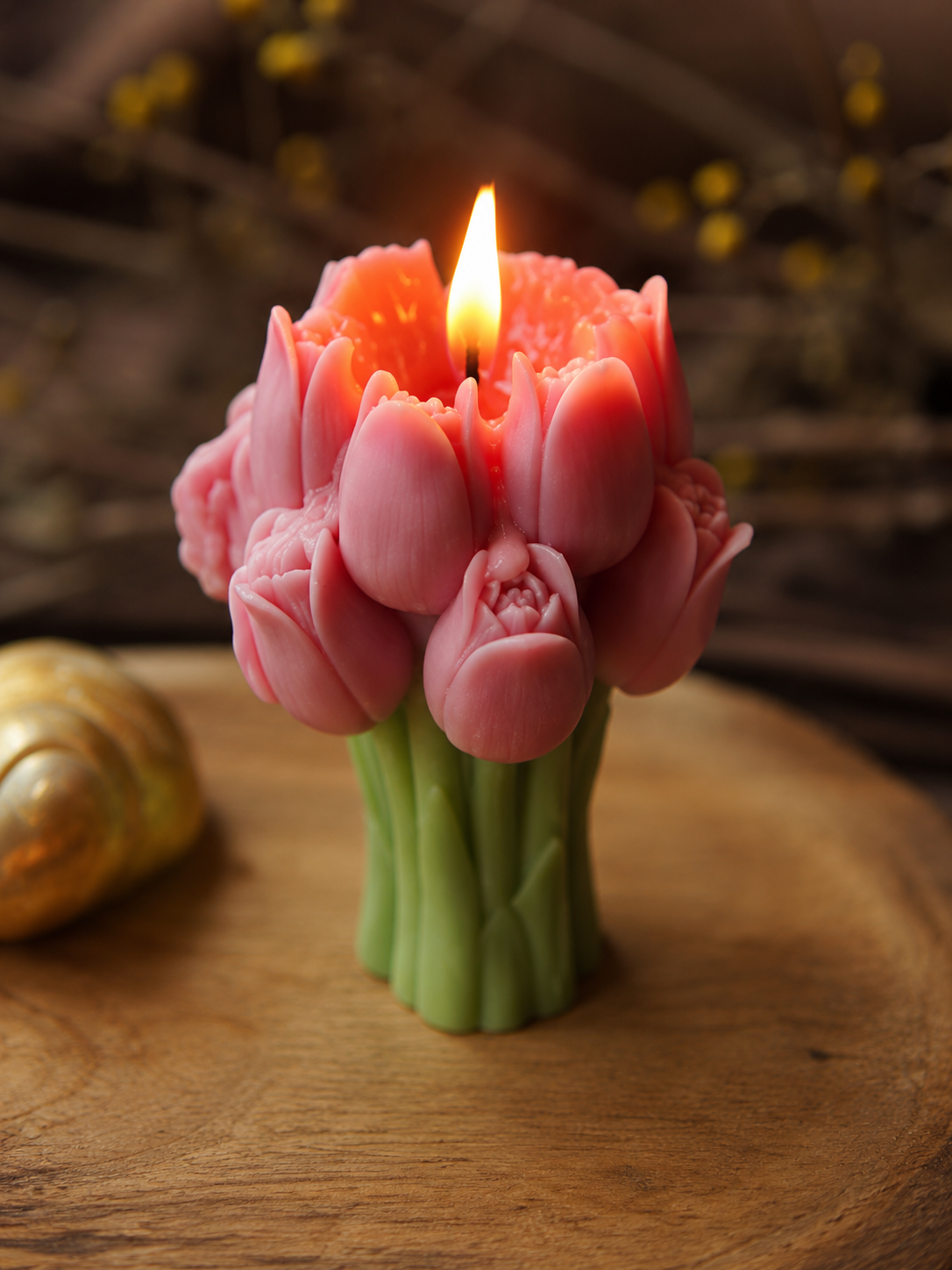Pink Tulip Bouquet Candle
