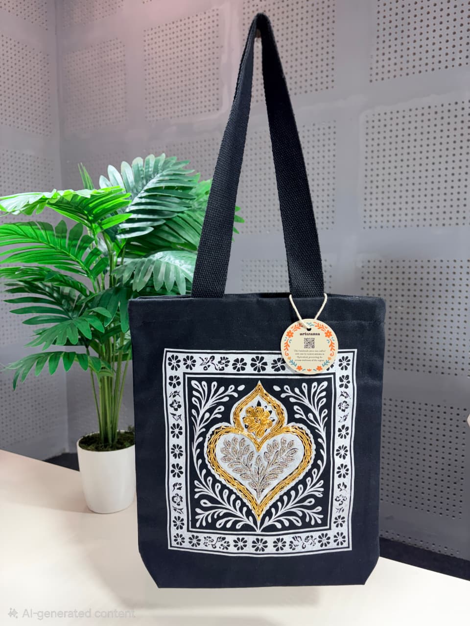Handcrafter zardozi Canvas Tote Bag