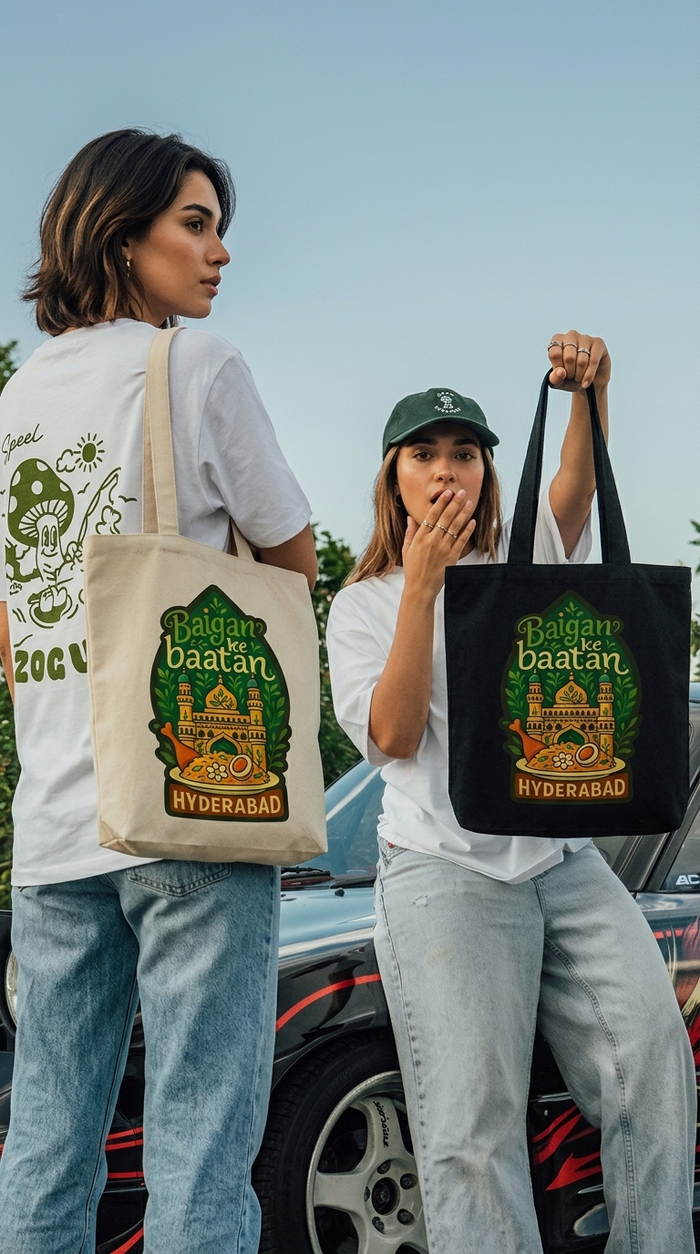 Baigan Ke Baatan Hyderabad Premium Canvas Tote Bag